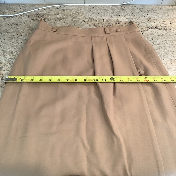 Vintage Anne Rubinstein Couture Tan Wool Wrap Skirt Size 42 - Picture 7 of 9